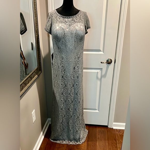 Gray Flutter Sleeve Maxi Gown for Weddings - Picture 1 of 16